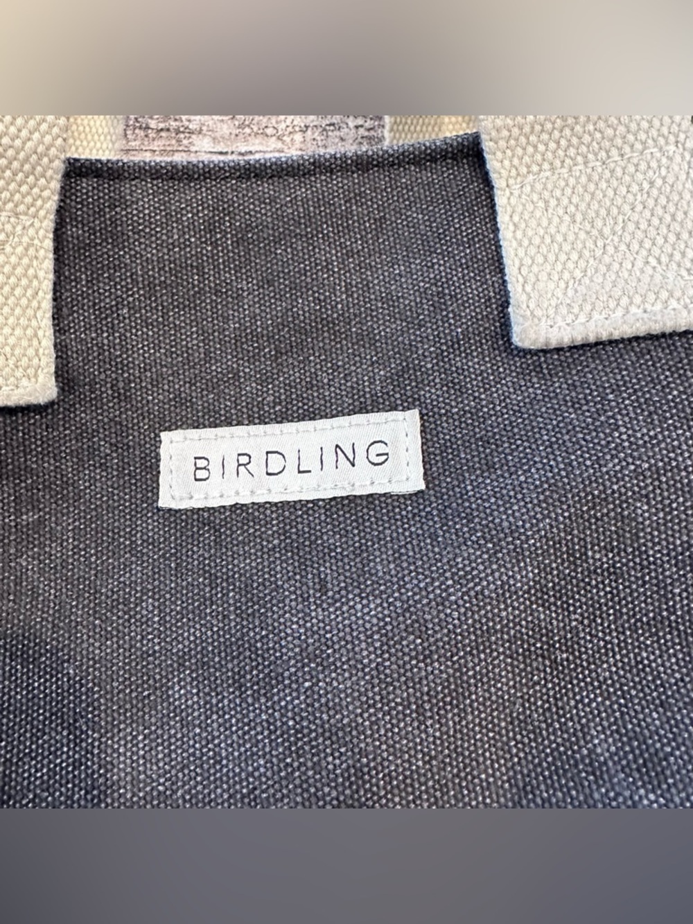 Birdling Black Canvas Laptop Tote Bag Backpack with Cream Handles ~15”x13” - Picture 2 of 8